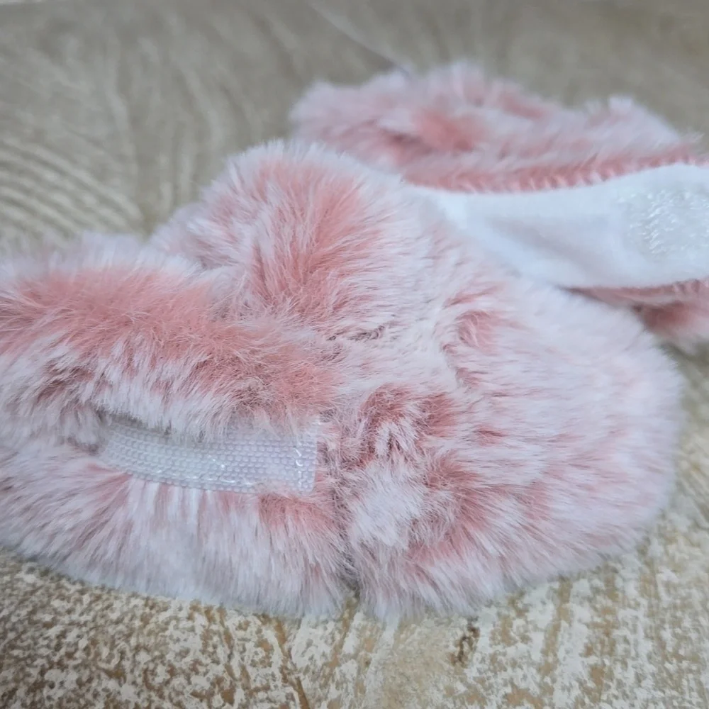 Fruit of the Loom Pink Faux-Fur Wrap Booty Slippers